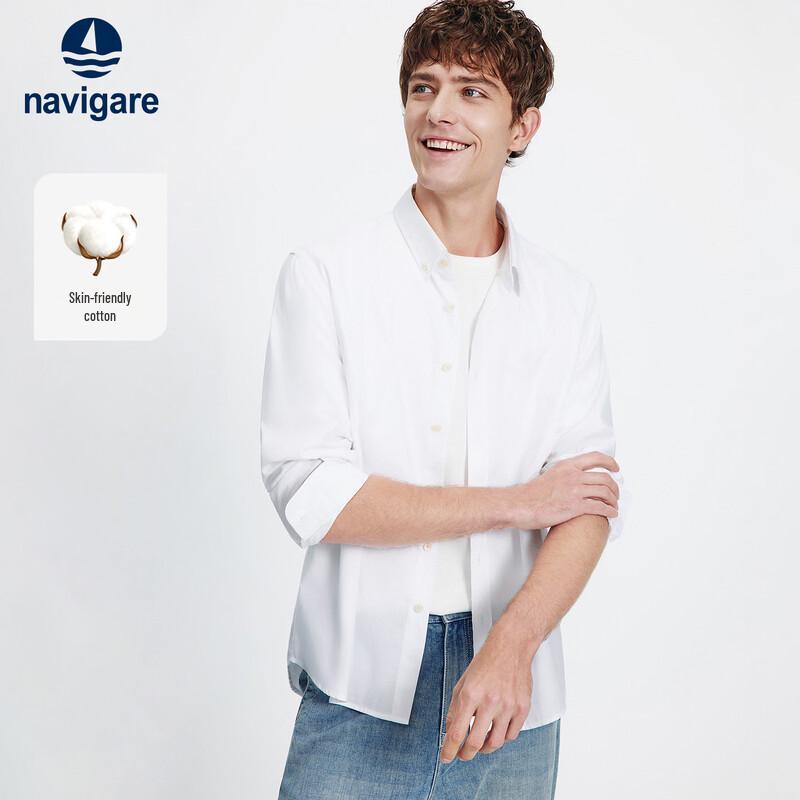 Navigare Men s 2026 Spring Casual Solid Long-Sleeve Shirt S/46