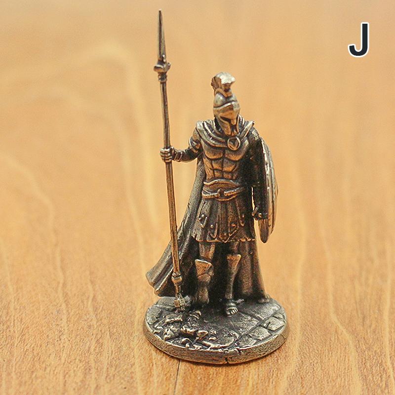 Ancient White Brass Spartan Rome Knight Figurines Miniatures Vintage Soldiers Model Statue Desktop Ornament Gift