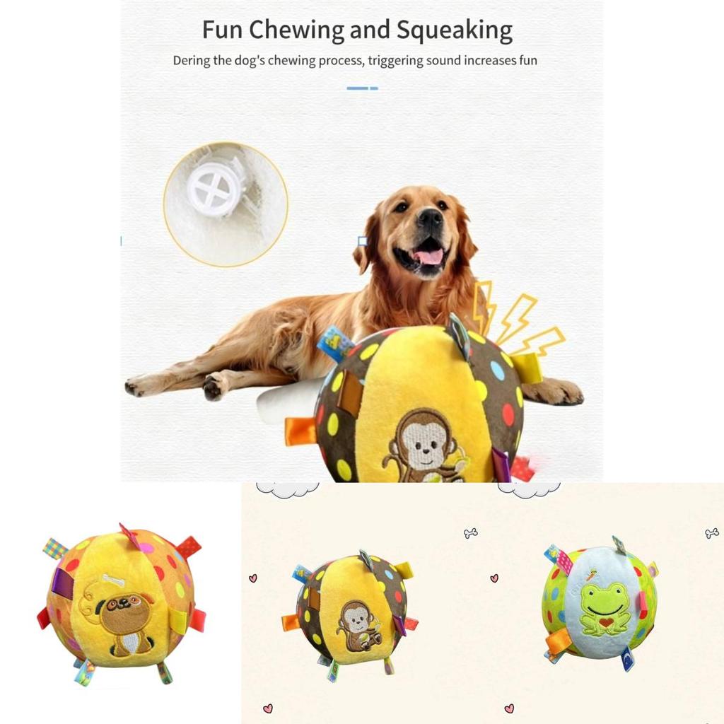 Plush Pet Soccer Ball With Bell For Teething And Entertainment For Small Canines
