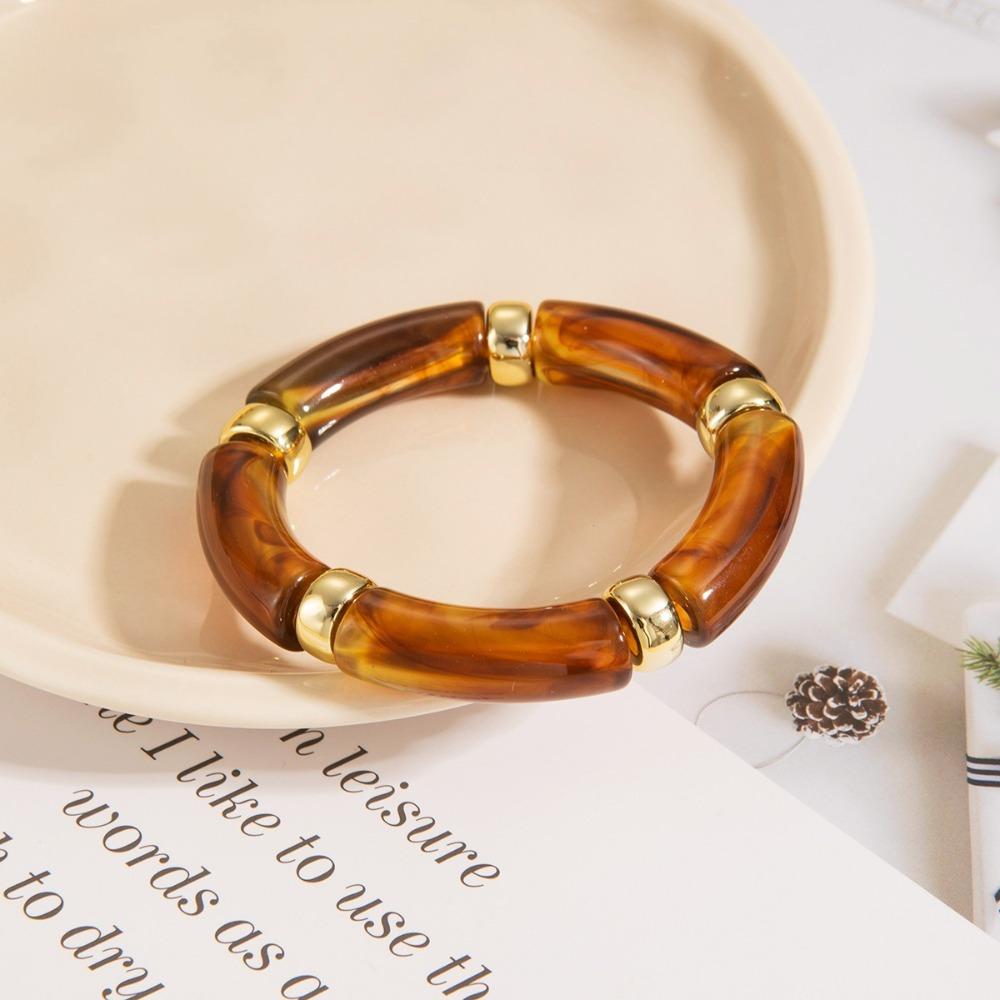 Curved Design Stone Grain Bracelet Multicolour Charm Bracelet Fashion Bamboo Pipe Bracelet  Women