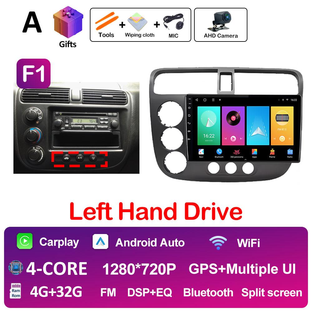 DSP Stereo GPS Navigation For Honda Civic 2000 2001 2002 2003 2004 2005 2006 Multimedia Player Android 14 Touch Screen Head Unit