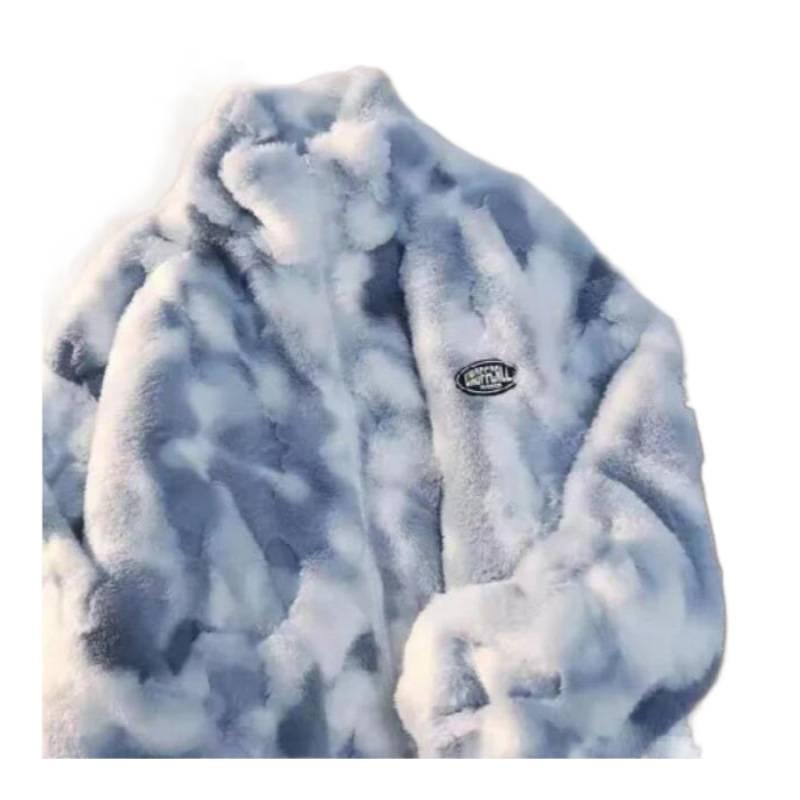 Women's Trendy Tie-Dye Lambswool Coat - High-End Feel, Thick & Loose, 2024 Winter Collection