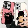 Black Cat Cartoon Cute Plating Phone Case For Xiaomi Redmi Note 14 15 Pro Plus 13 12 11 11S 11T 10 9S 9 5G Anti-Fall Airabag Cov