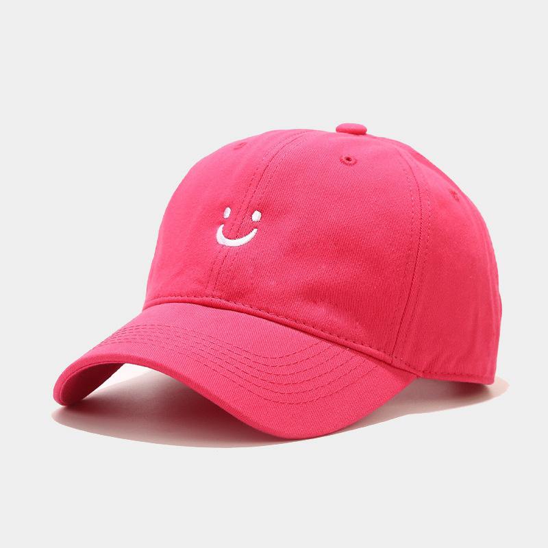 Soft Cotton Baseball Cap for Women Men Smile Face Embroidery Adjustable Low Profile Unstructured Snapback Dad Hat