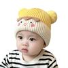Baby autumn and winter cute cartoon warm hairball wool hat boys and girls baby ear protection hat children pullover knitted hat