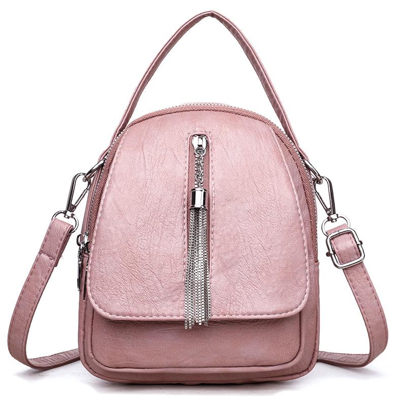 Versatile soft leather portable shoulder messenger bag change bag