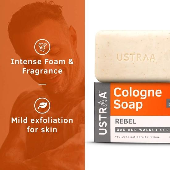 Ustraa Ammunition Cologne Soap - Charcoal & Bay Leaf - 125 gm | Activated Charcoal | with fragrance of Cologne & Rebel Cologne Soap - 125 gm