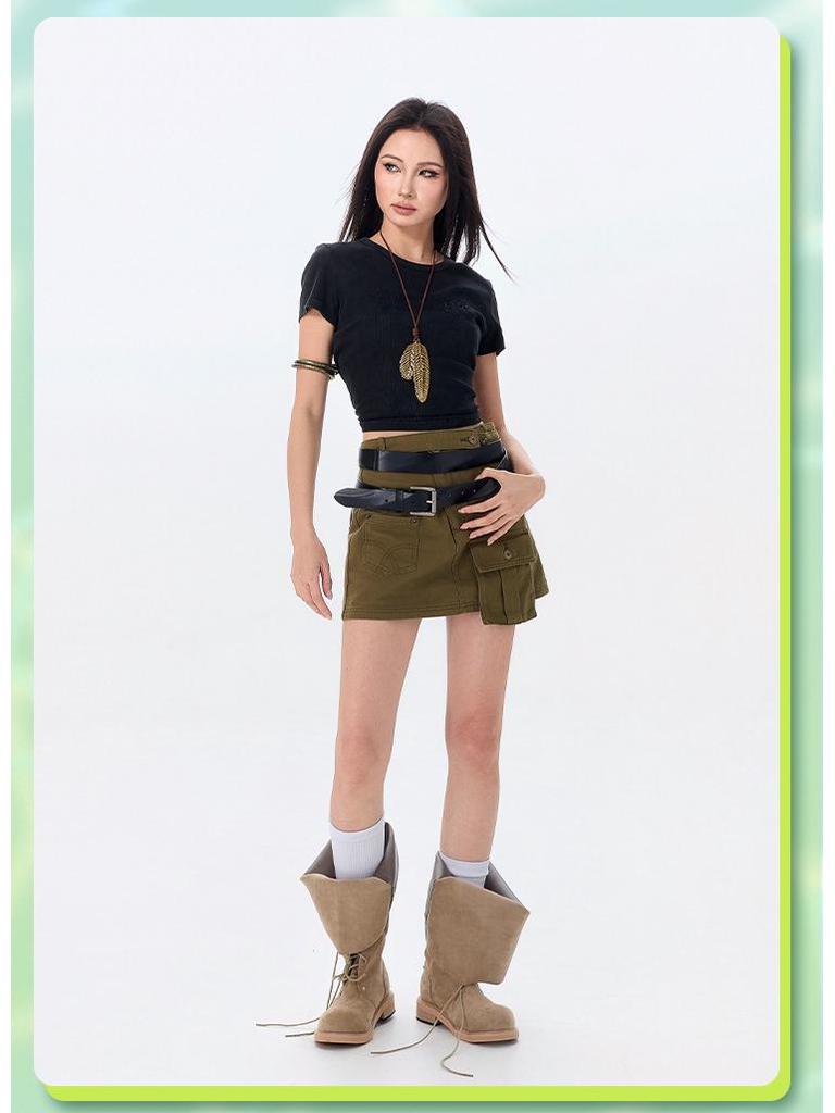 Spicy Girl High-Waisted A-Line Workwear Skirt - Summer Slimming Hip-Hugging Design for Women