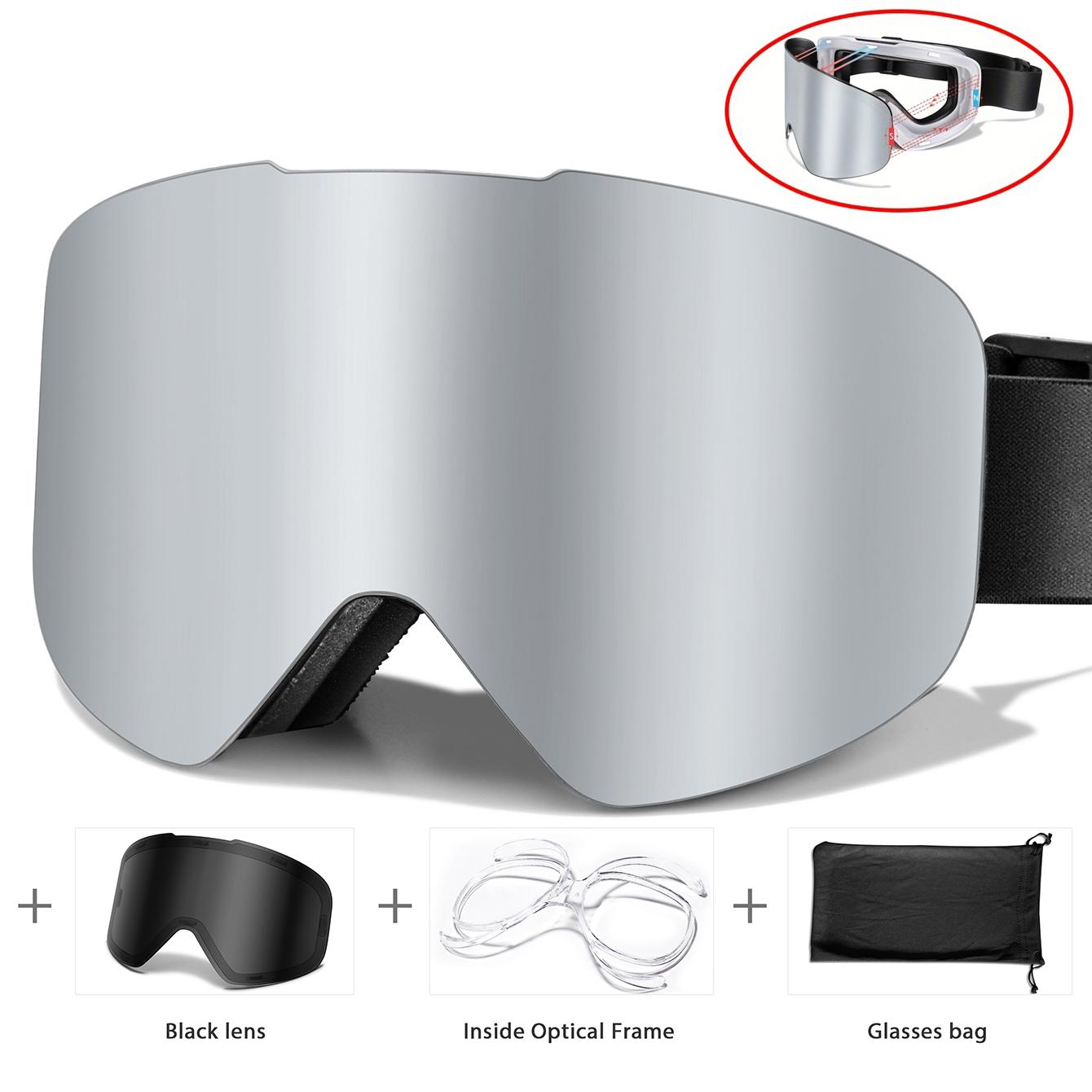 

Men And Women s Winter Outdoor Magnetic Lens SKI Goggles Anti-Fog Snowboard Goggles with Extra Magnetic Black Lens For Teen