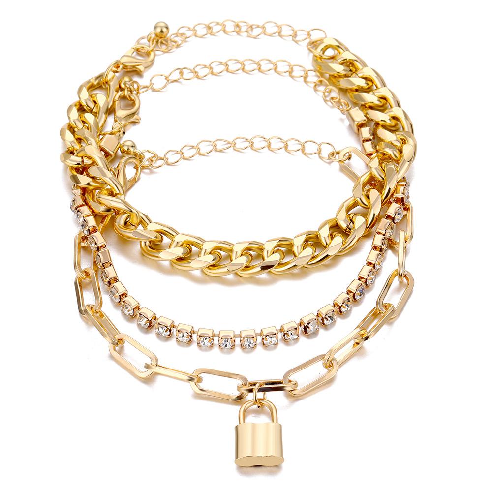 Retro Thick Chain Bracelet Set - Retro Bracelets - Women's Hand Chain Set
