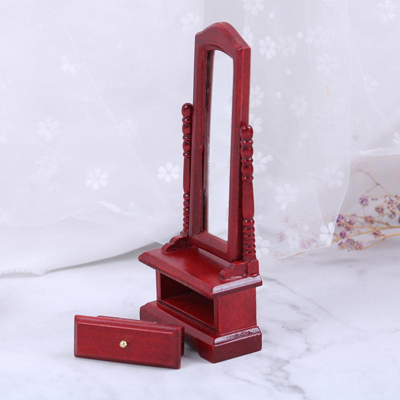 

1:12 Small Doll House Full-Length Dressing Mirror Model With Drawer Accessory Room Furniture Plaything For Kids Dollhouse Accessories