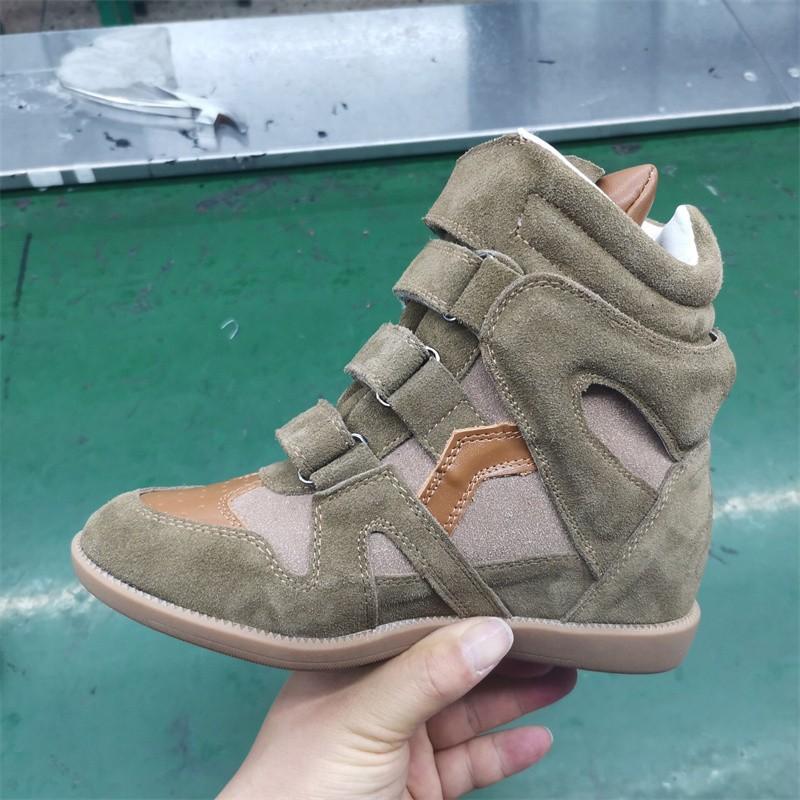 Klassische, großartig aussehende High-Top-Schuhe für Damen, Echtes Leder, Neu, Vielseitig, Sport- und Freizeitschuhe im Retro-Stil mit Klettverschluss