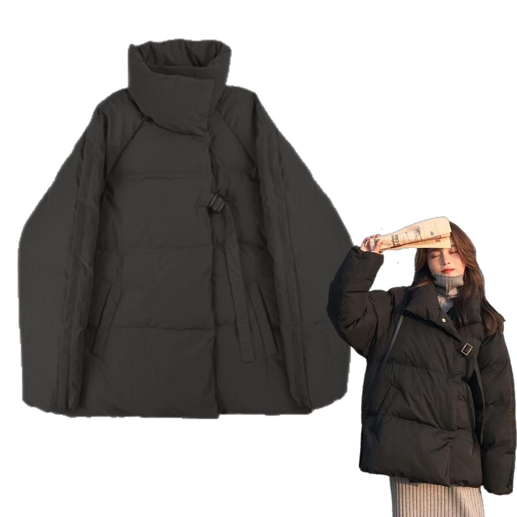 Vasarhely Down Padded Loose Short Outerwear for Autumn and Perfect for Commuting to Work or School Women's Coat, Jacket, Fit, Fold-Over Collar,