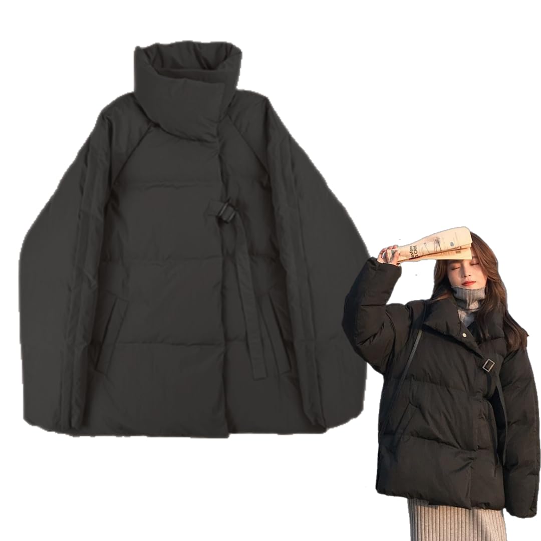 

Vasarhely Пуховик Свободный Короткий Верхняя одежда для Осени и Идеально подходит для Поездок на Работу или в Школу Женское Пальто, Куртка, Посадка, Отложной воротник, чёрный