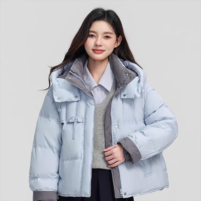 YAYA Women's Hooded Color-Block Down Jacket