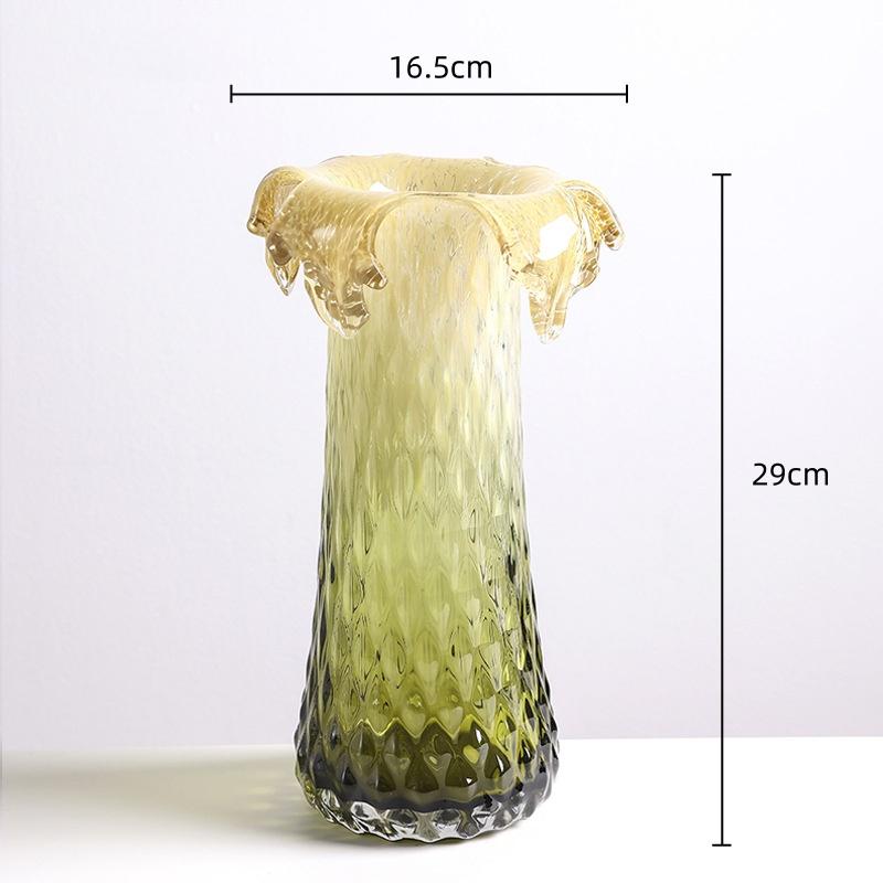 Glass Vase Color Gradient Flower Vase Fruit Plate Desktop Storage Container Snack Plate Terrarium Home Decoration Accessories