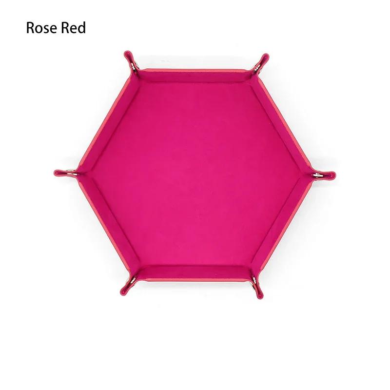 1PC Hexagonal PU Leather Dice Tray Foldable Dice Rolling Tray for Tabletop Games RPGs and Casino Games Miscellaneous Storage Box