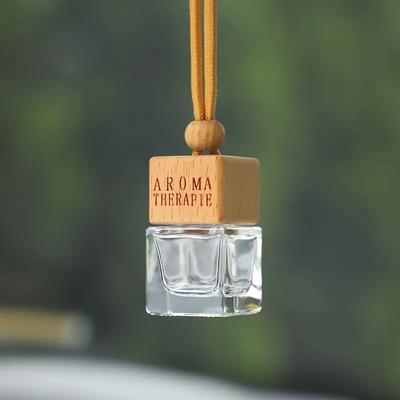 Car Air Freshener Empty Glass Bottle Wood Cap Aromatherapy Diffuser with Rope