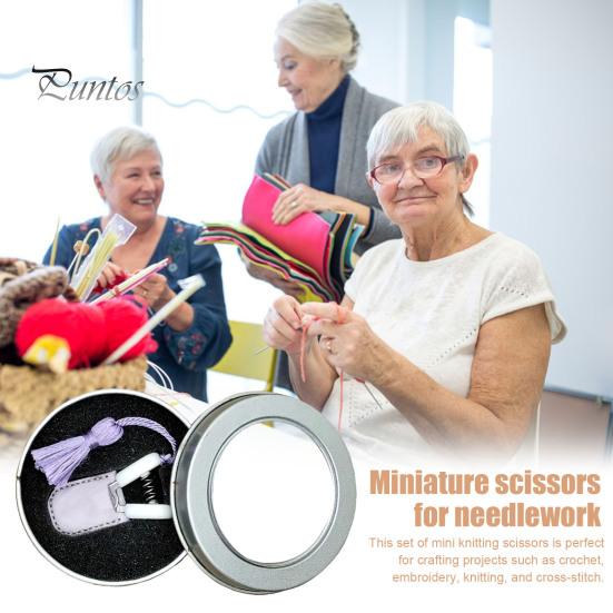 Mini sada pletacích nůžek s ochranným pouzdrem Úložný box Přenosný tvar Čepel Malé nůžky Šití Vyšívání Křížkovým stehem Pletení Háčkování