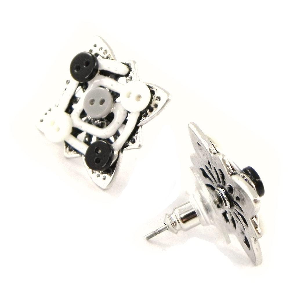 NOA [H8798] - Designer Earrings 'Babouchka' Black White