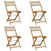 VidaXL Chaises de jardin pliantes lot de 4 beige rotin et bois massif, siège de jardin, chaise de patio, chaise à manger de 3214598