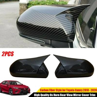 Rearview Mirror Cover Side Reversing Mirror For Toyota Camry 8th 2018- Carbon Fiber Look Ox Horn Rear View Mirror Cover Trim