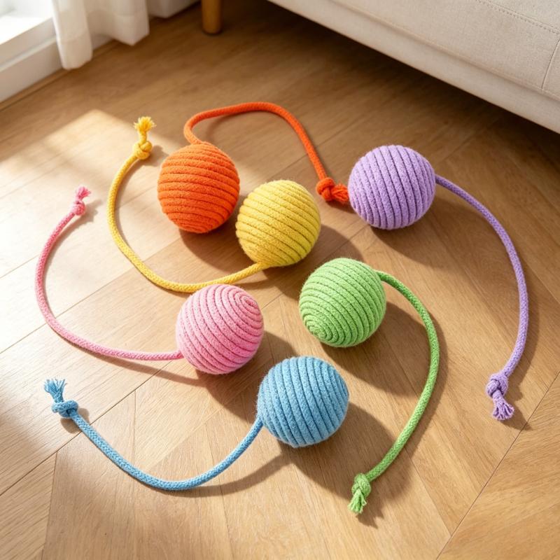 2pcs Colorful Sisal Rope Ball Cat Toys Interactive Teething Chew Toys for Kitten Cats Teeth Cleaning Play Exercise Pet Supplies