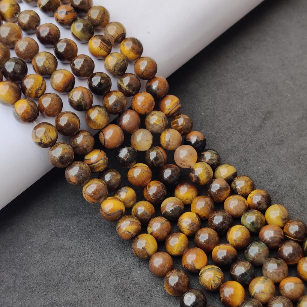 Natürliche, goldene Tigerauge-Runde Perlen, lose Edelsteinperlen zum Selbermachen, für Armband- und Halsketten, Größe 6 mm, 8 mm, 10 mm.