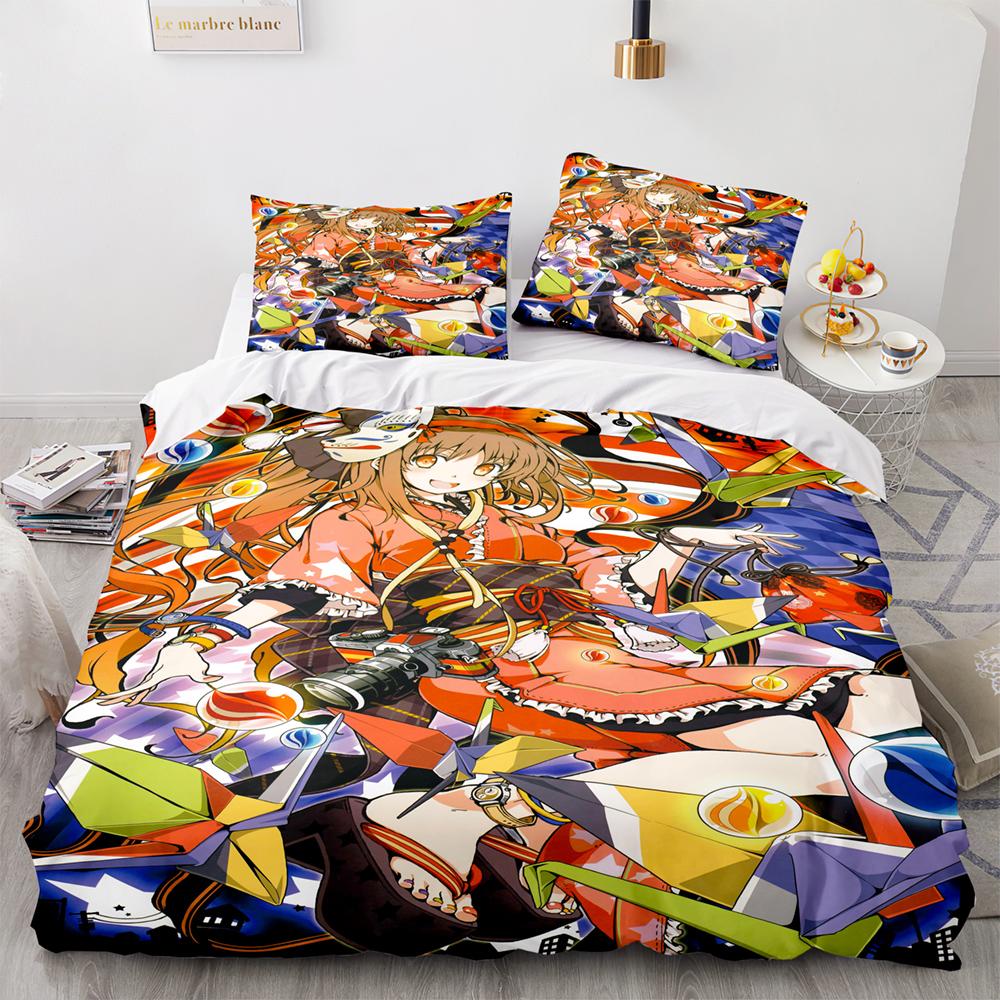 Kawaii Girl Bedding Set Single Twin Full Queen King Size Anime Girl Bed Set Aldult Kid Bedroom Duvetcover Sets 3D Pr Twin S