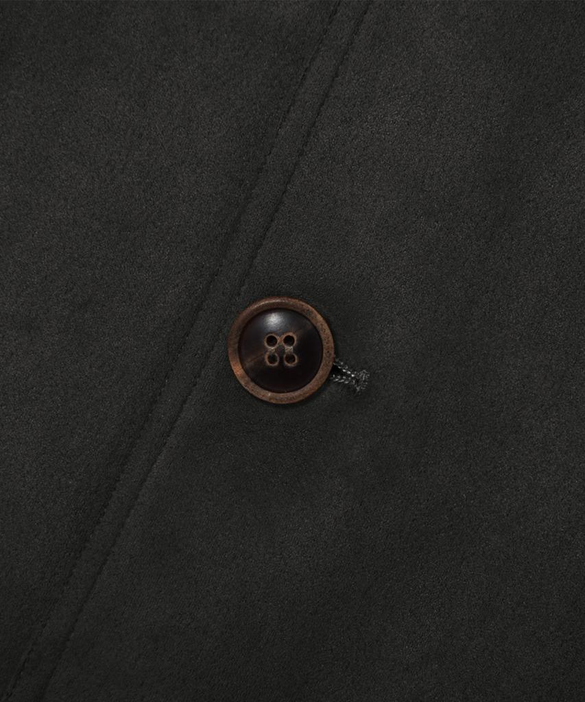 Trillion Two-Pocket Button Suede Bomber Jacket_Black