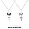 Retro Jewelry Witch Wings Cross Pendant Necklaces For Women Crystal Beads Necklace Long Sweater Chain Gothic Accessories