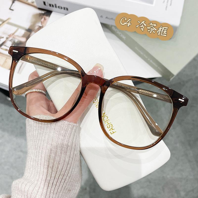 Large Round Frame Anti-Blue Glasses Students Can Be Equipped With Myopia Glasses Unisex Flat Glasses 72038
