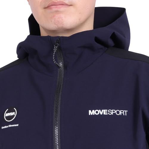 Move Sports Men's AIRY TRANSFER TOUGH Light Rip Hoodie with Hood Logo, Full-Zip Hoodie with Front Opening, 4-Way Stretch, Water-Repellent, Shape-Retai