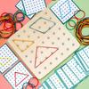 Kinder Mathe Holzspielzeug Set Geometrische Form Gummiband Lochbrett Montessori Lernen Kreatives Spielzeug Feinmotorik