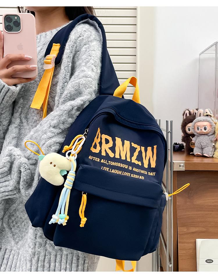 Color Block Canvas Backpack for Girls – Large Capacity School Bag