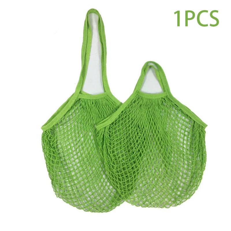 Reusable Mesh Grocery Bags, Long Handle Produce Bags, Fruit & Veggie Storage, Woven Mesh Pocket Hollowed Out Kitchen Storage