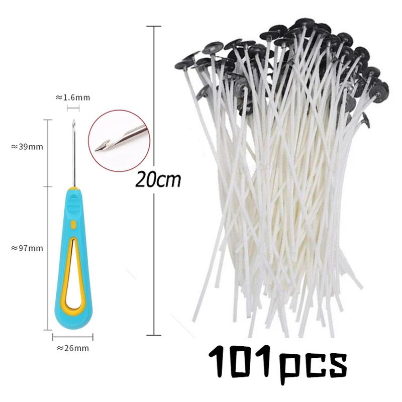 Multiple Sizes Waxed Cotton Thread Candle Wick 100pcs/set Smokeless Wick & Holder Candle Making Set Accessories Wicks Bracket