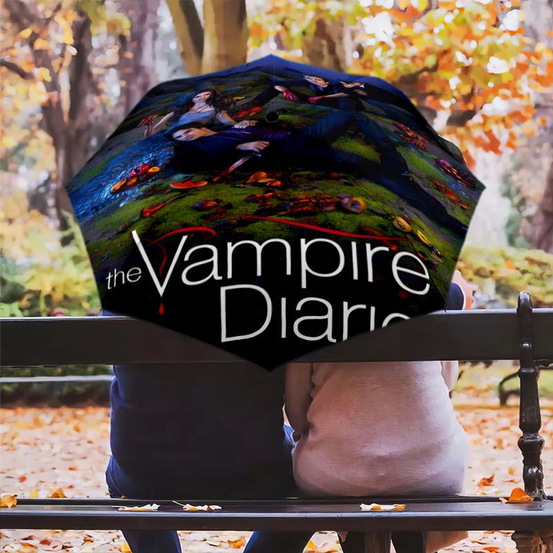Vampire Diaries: Rainy Night Gathering Folding Umbrella Suitable for All Seasons Durable Sun Umbrella Sun Umbrella Travel