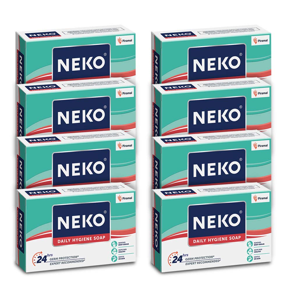 Мыло для ежедневной гигиены Neko 100 г Упаковка из 8 штук с 24-часовой защитой от микробов и уходом за мягкой кожей