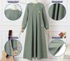 Plus Size Muslim Women's Solid Long Sleeve Loose Robe Dress