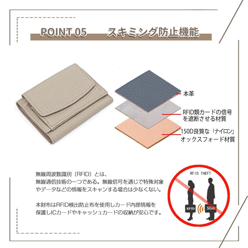 Mini Wallet for Men and Genuine Small Wallet with Skimming Coin Mitsuori Cowhide RFID [imeetu] Tri-fold Women, Leather, Protection, Purse, Leather,