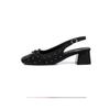 Women's Shoes 2026 High Quality Summer New Baotou Women's Sandals Fashion Square Heel Butterfly-knot Square Toe Dress Sandals