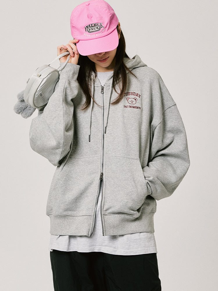 BT21 KOYA BASIC Hoodie Zip-Up 2024 F/W (Melange Oatmeal)