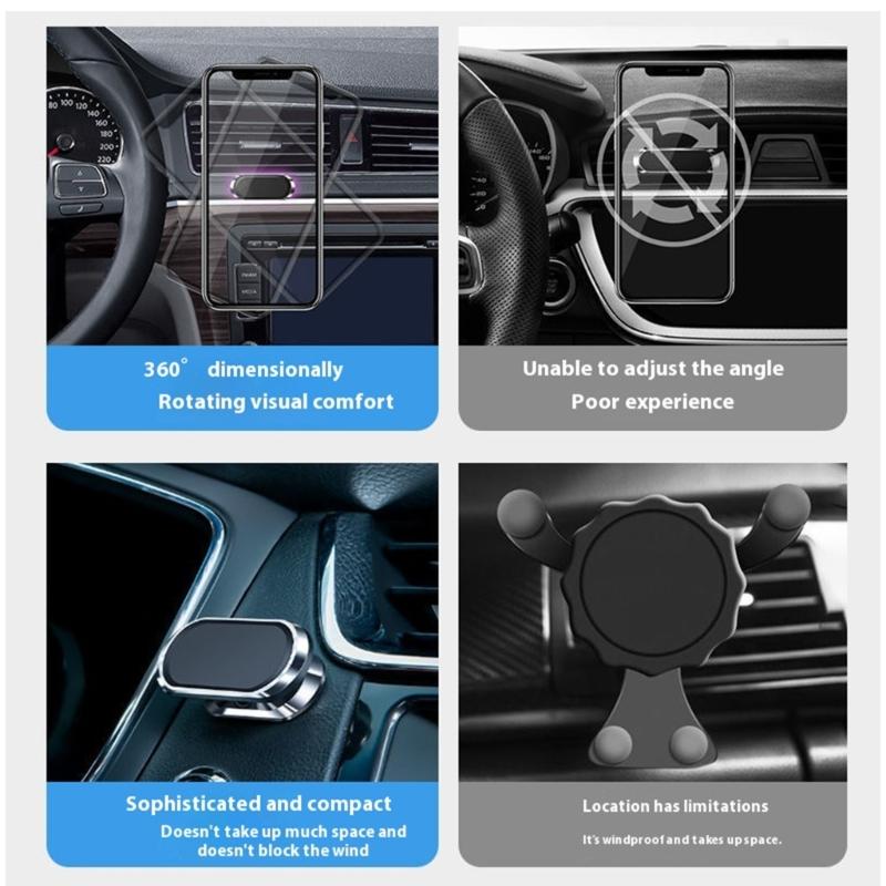 360 Degree Rotating Car Phone Holder for Phone 16 15 14 Automotive Dashboard Mount Cellphone Holder Magnetic Stand