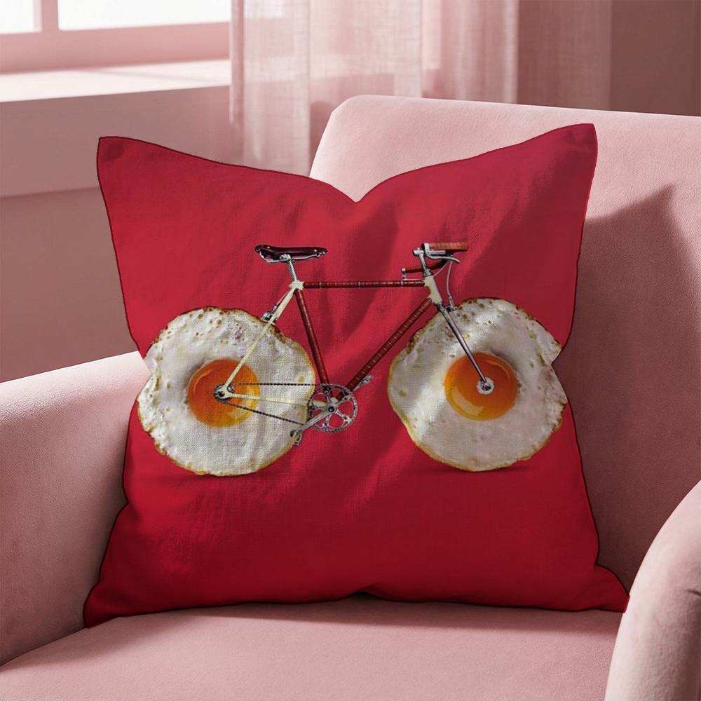 Funny Food Fried Egg Cushion Cover Multi-Scene Pillow Cover for Home & Car - Reversible, Soft & Durable for Daily Use