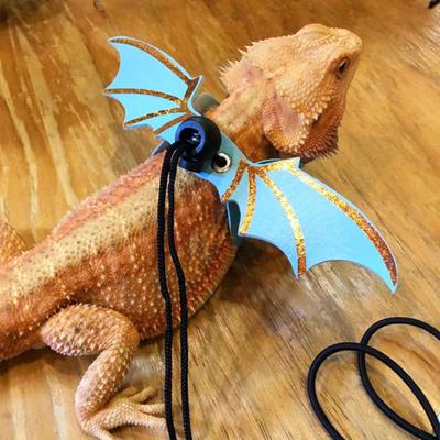 1 Set Reptile Leash Adjustable with Wings Traction Tool Lizard Faux Leather Towing Rope for Outdoor
