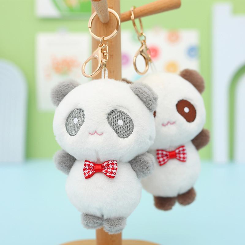 Adorable Plush Panda Keychain Toy Soft Snow Mink Stuffed Animal Key Ring Trendy Bag Charm