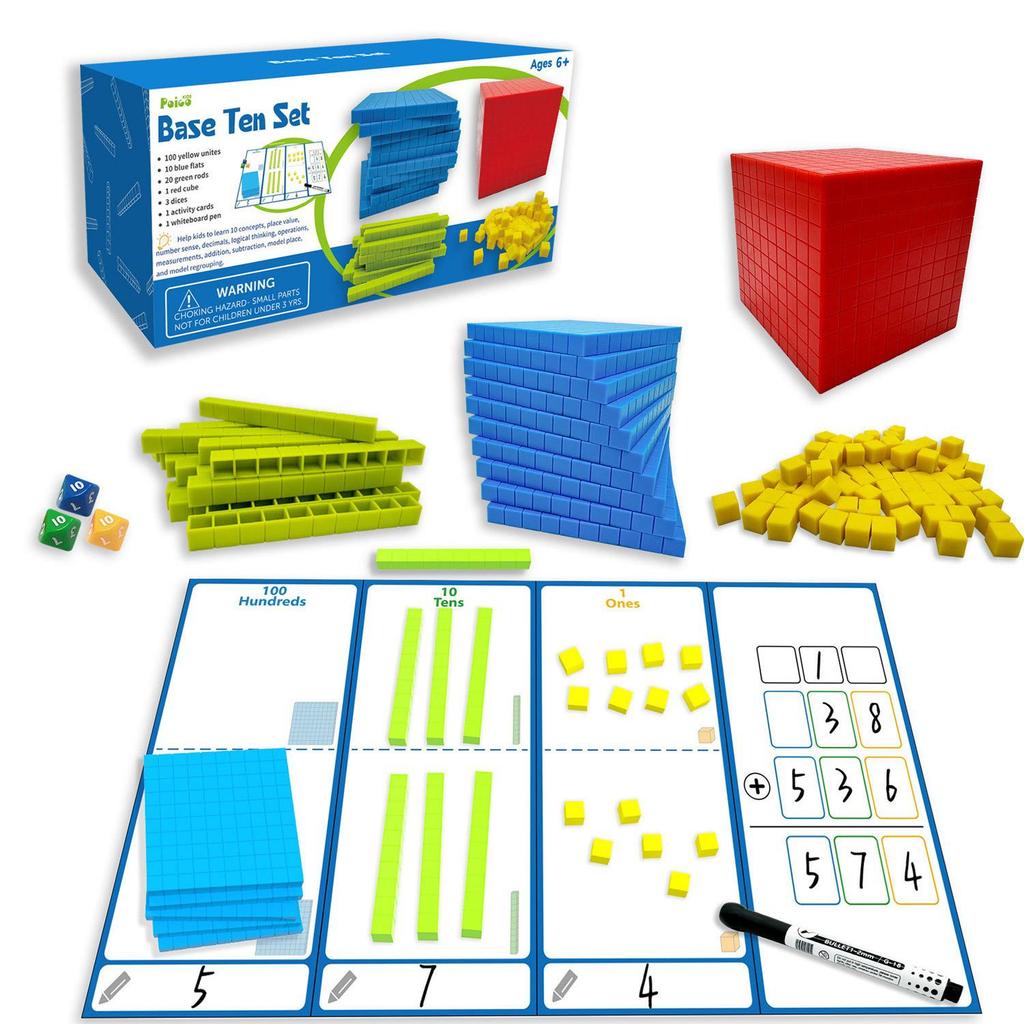 Decimal Math Cubes for Early Education: Montessori Teaching Aids for Understanding Ones, Tens, Hundreds, and Thousands