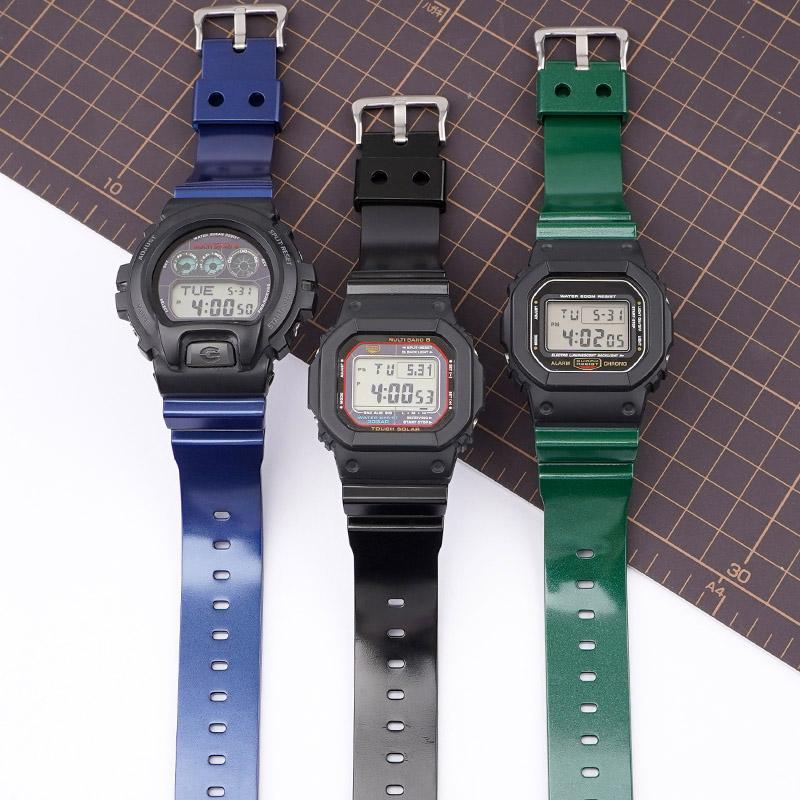 Pryžový sportovní řemínek pro Casio G-SHOCK DW-5600 GA-2100 GW-M5610 DW-6900 16mm Perleťový TPU Muži Ženy Náhradní náramek Řemínek na hodinky
