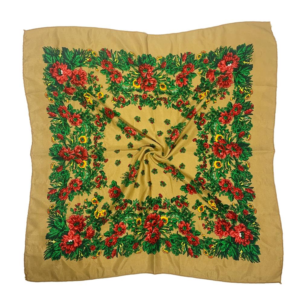 Women Square National Scarf 70*70Cm Russian Retro Floral Print Head Scarves Bandana Foulard Femme Muslim Headwrap Babushka Scarf